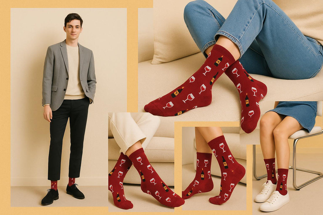 Best Wine print red socks for work 2025