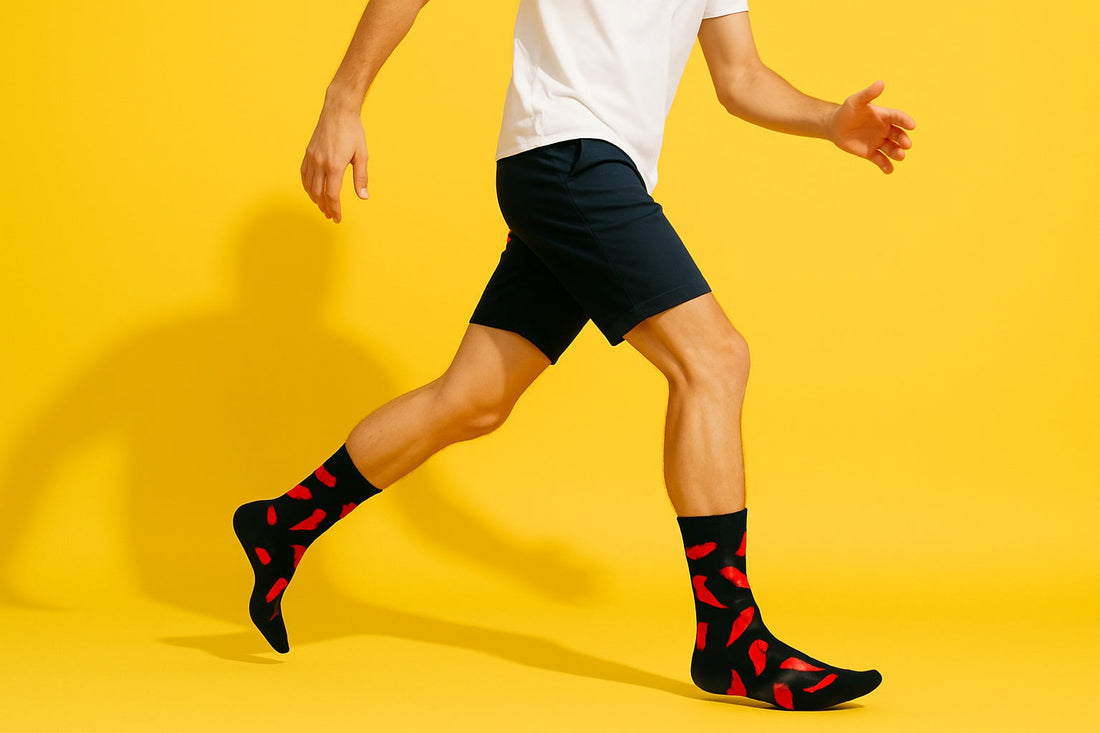 Best Red chili pepper print black socks for men 2025