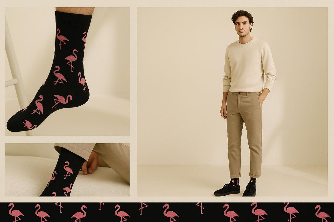Best Flamingo print black socks for men 2025