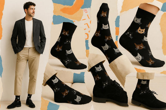 Best Cat print black socks for men 2025