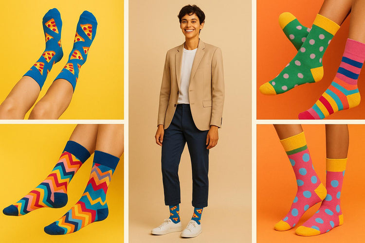 Best Pizza print blue socks for parties 2025
