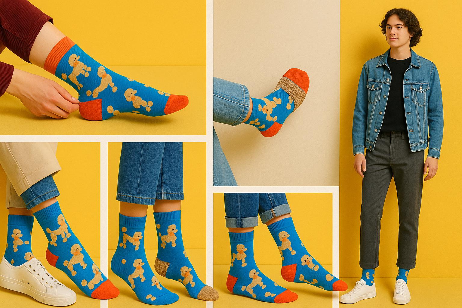 Best Poodle print blue socks for teens 2025