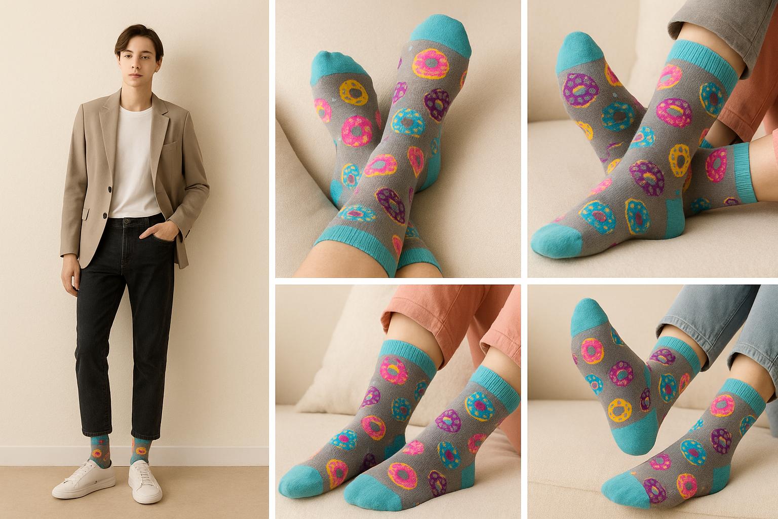 Best Doughnut print gray socks for teens 2025