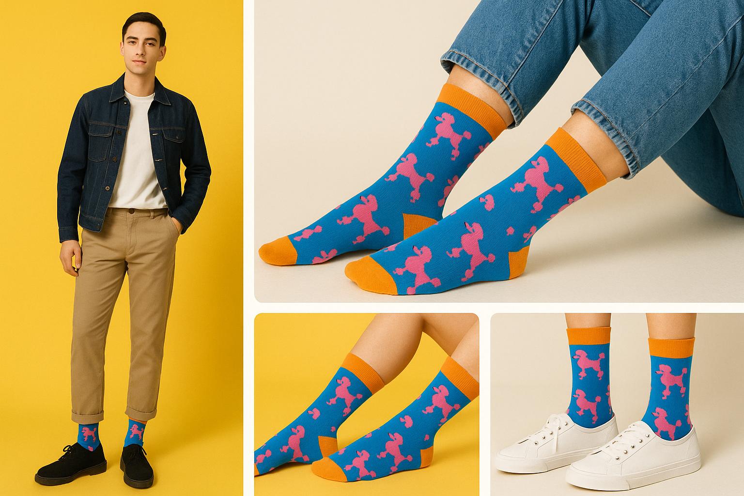 Best Poodle print blue socks for gifting 2025