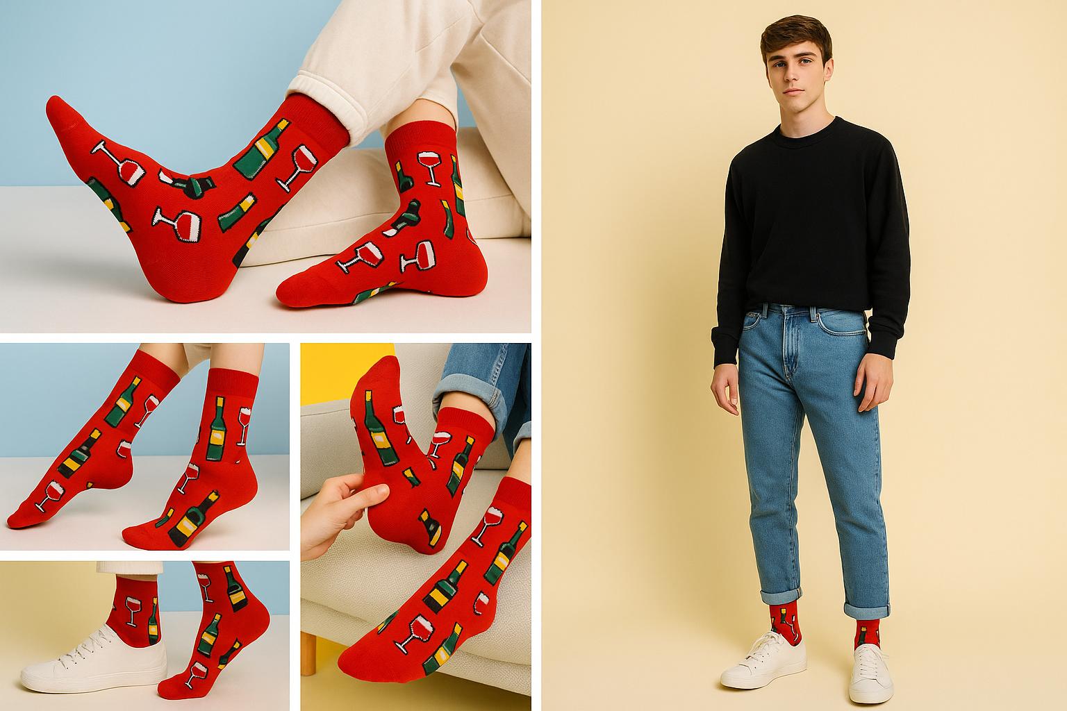 Best Wine print red socks for teens 2025