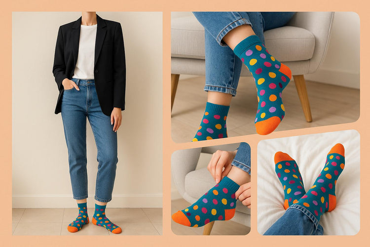 Best Multi color dots print short socks for gifting 2025