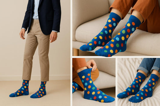 Best Multi color dots print blue socks for gifting 2025