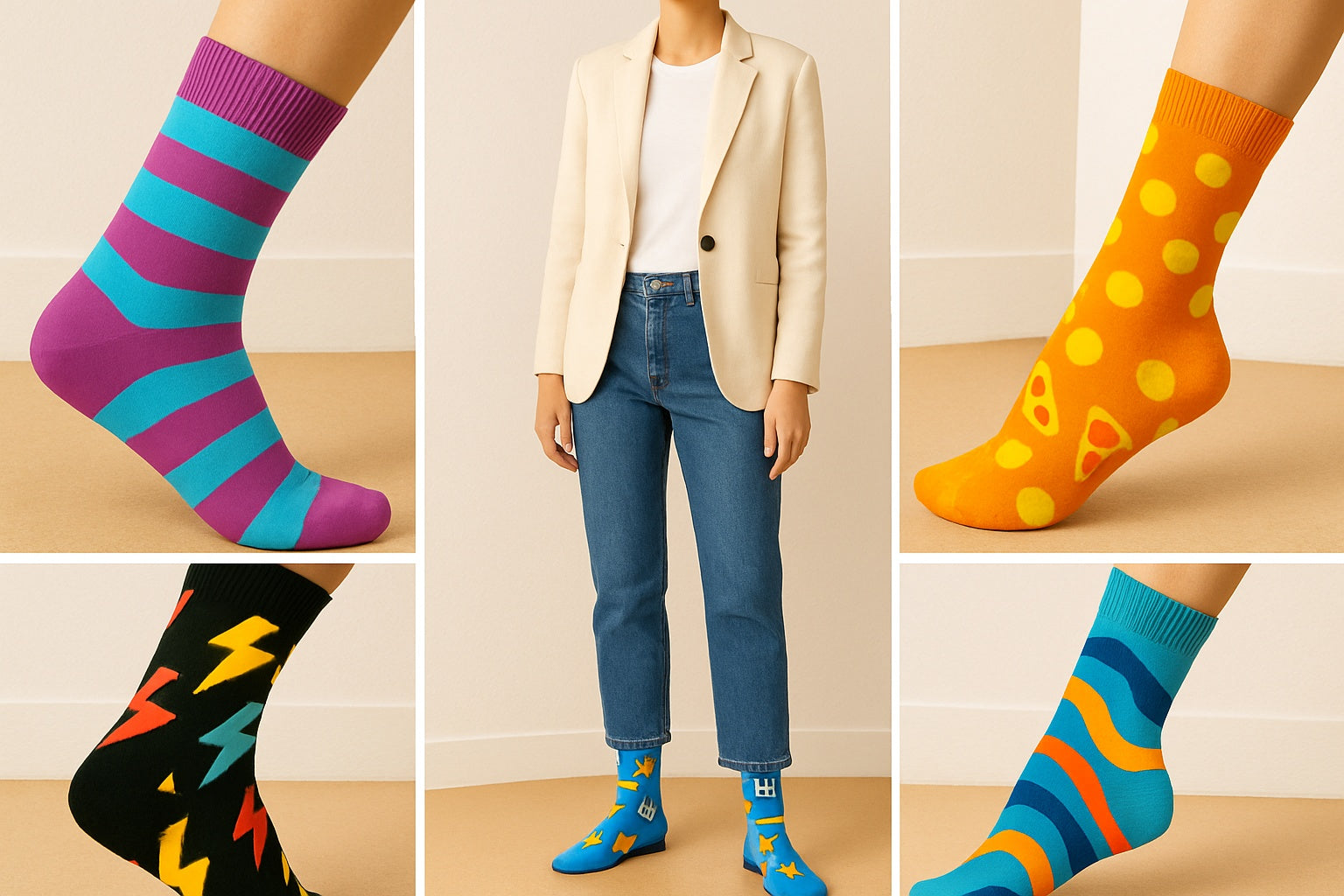 Best Pizza print blue socks for adults 2025