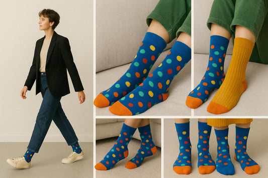 Best Multi color dots print blue socks for teens 2025