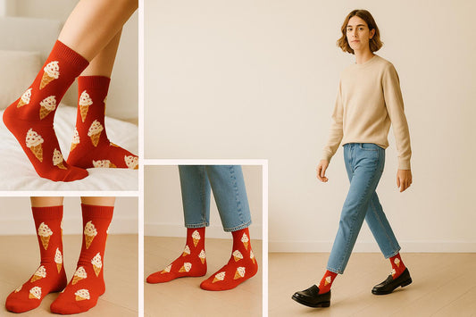 Best Ice cream print red socks for teens 2025