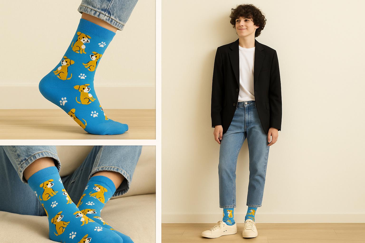 Best Dog print blue socks for teens 2025