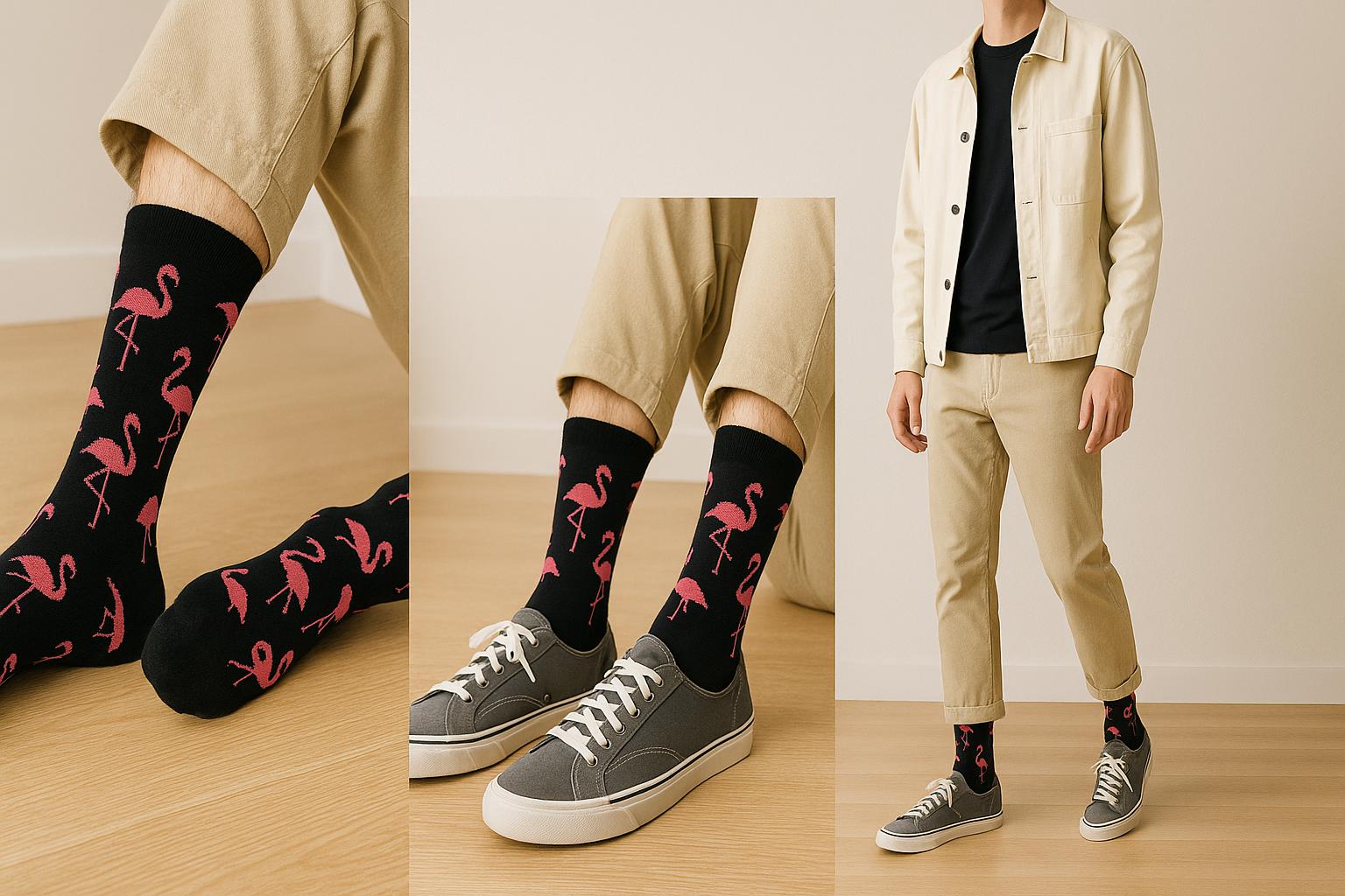 Best Flamingo print black socks funny 2025