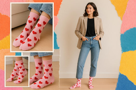 Best Heart print pink socks for teens 2025