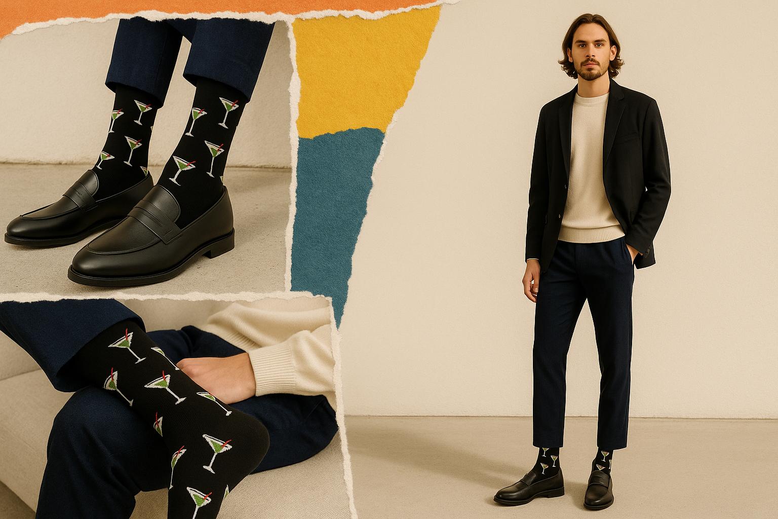 Best Martini print black socks for men 2025
