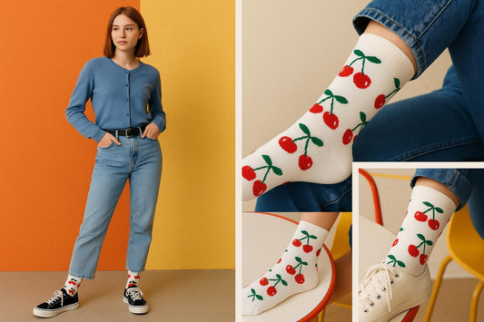 Best Cherry print socks for teens 2025