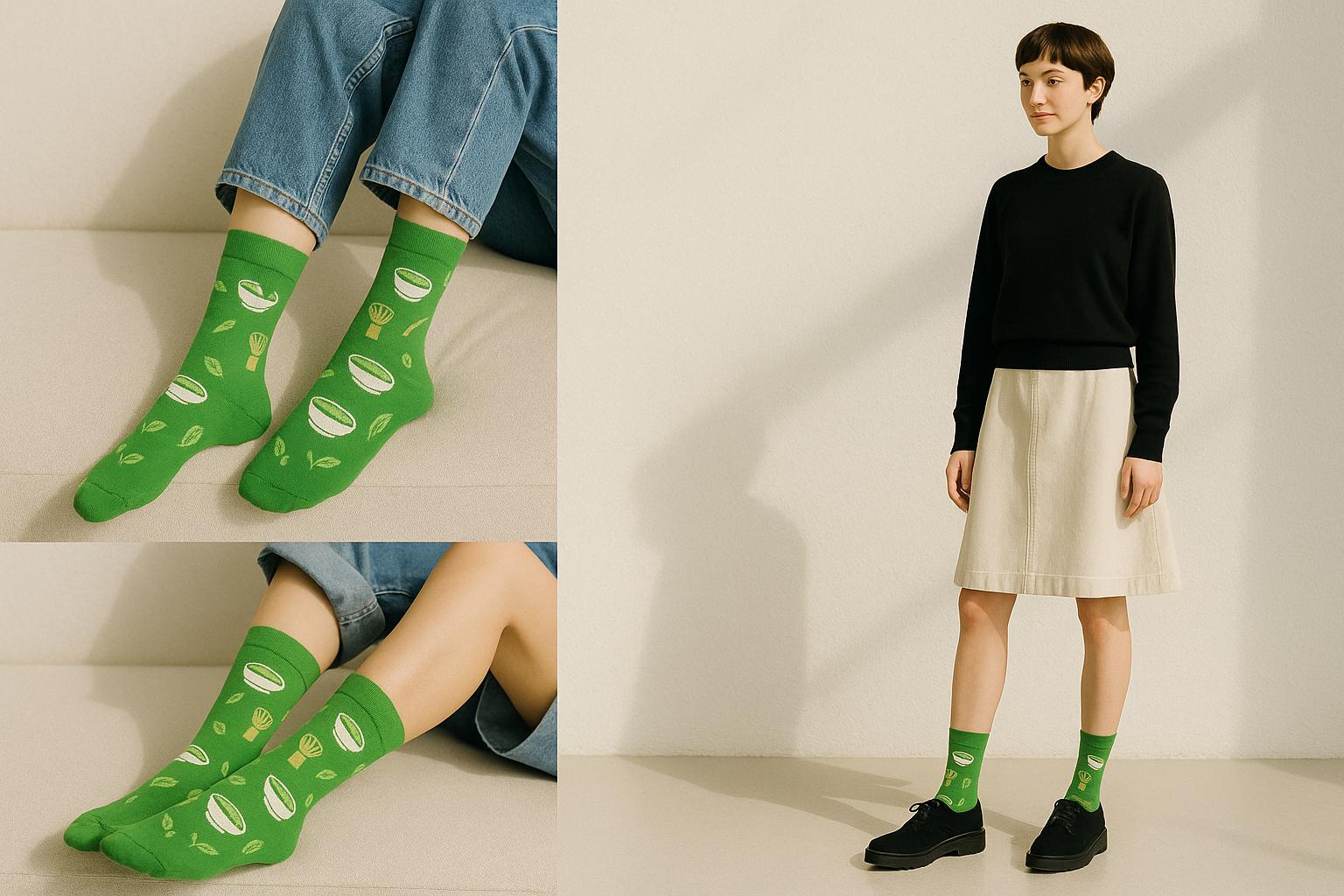 Best Matcha print green socks for teens 2025