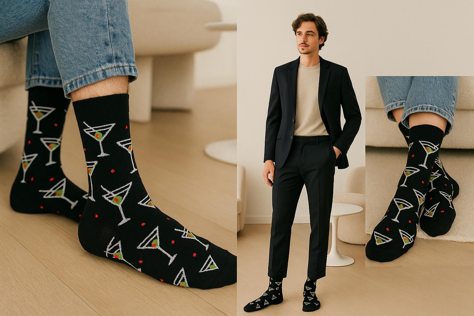 Best Martini print black socks for everyday wear 2025