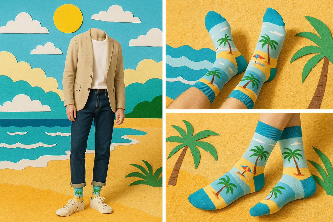 Best Beach scene socks funny 2025