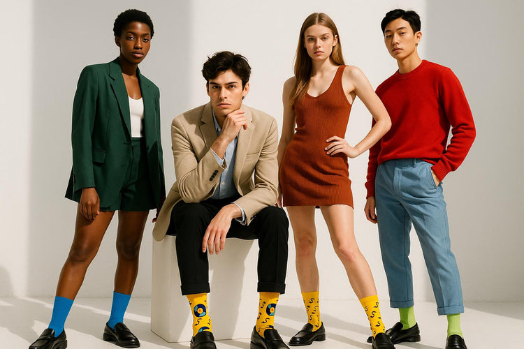 Best Retro disk and music notes print yellow socks for work 2025