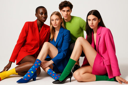 Best Multi color dots print blue socks for women 2025