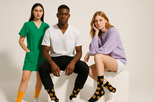 Best Burger print black socks for nurses 2025