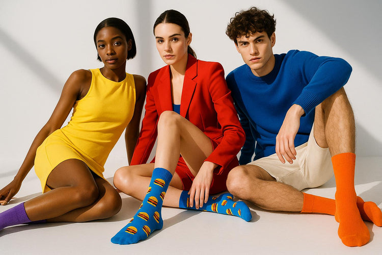 Best Burger and fries print blue socks breathable 2025
