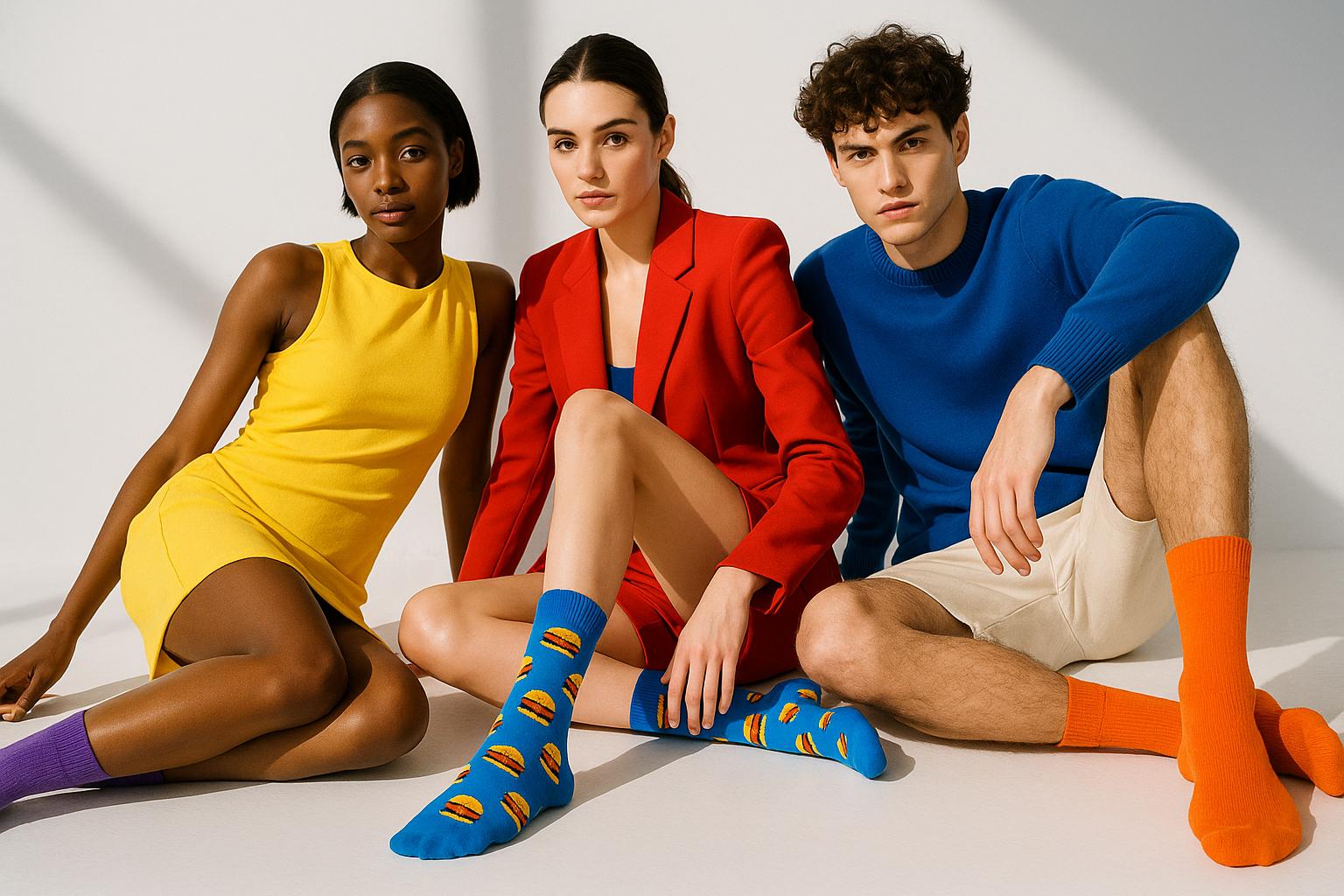 Best Burger and fries print blue socks breathable 2025