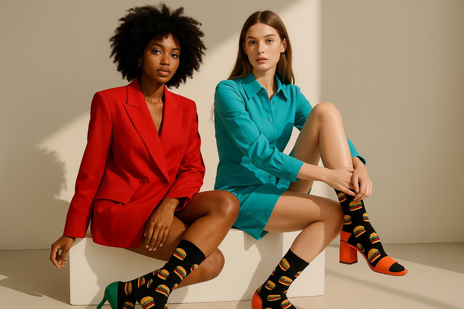 Best Burger print black socks for women 2025