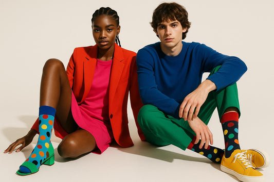 Best Multi color dots print blue socks for parties 2025