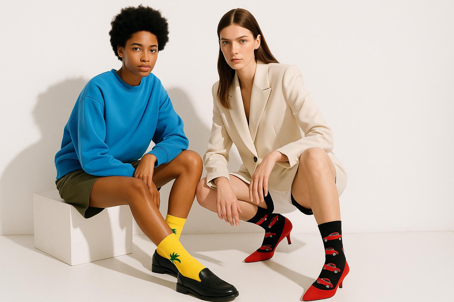 Best Red retro car print black socks for women 2025