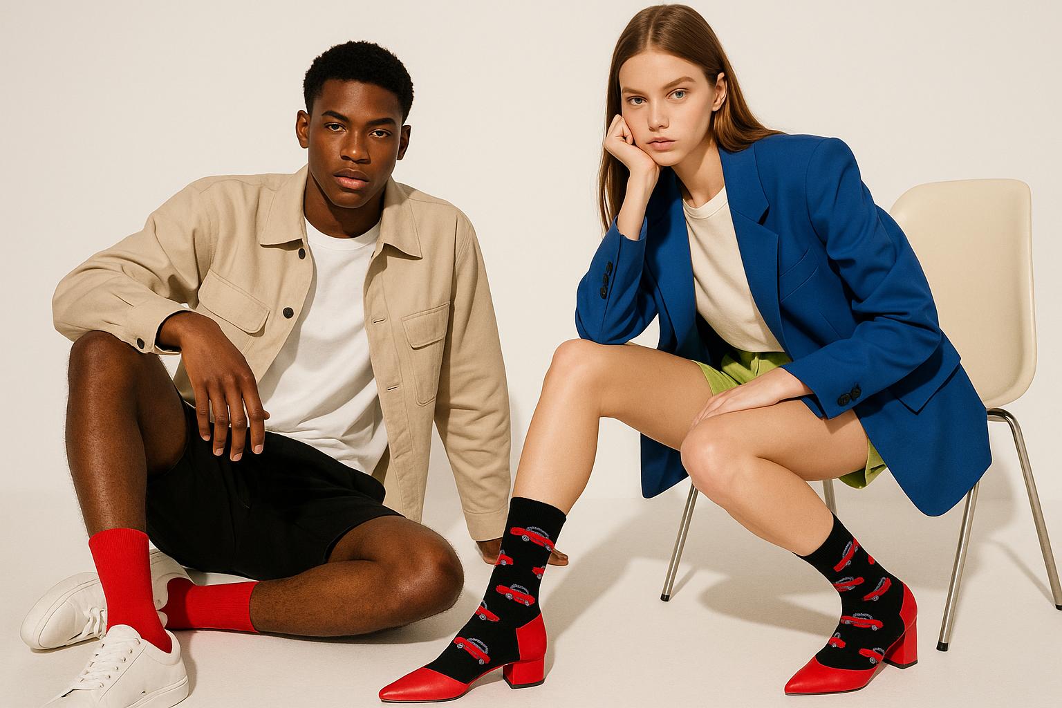 Best Red retro car print black socks for parties 2025