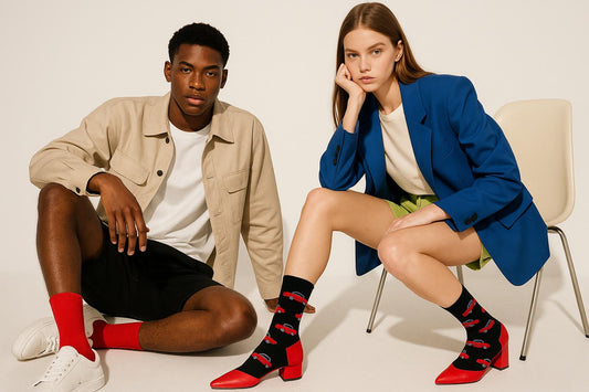 Best Red retro car print black socks for parties 2025