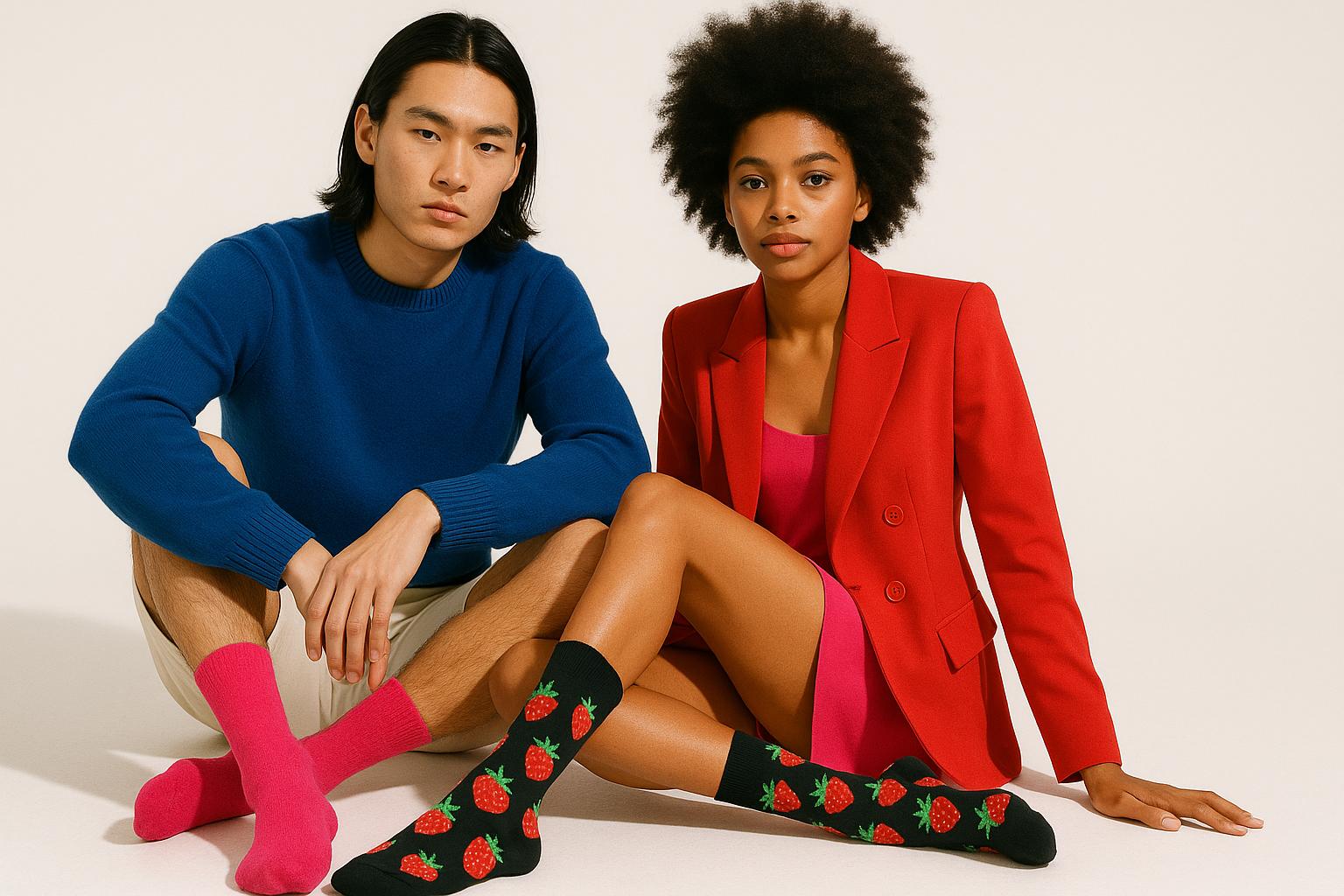 Best Strawberry print black socks for women 2025