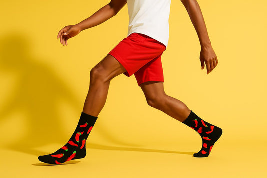 Best Red chili pepper print black socks for parties 2025