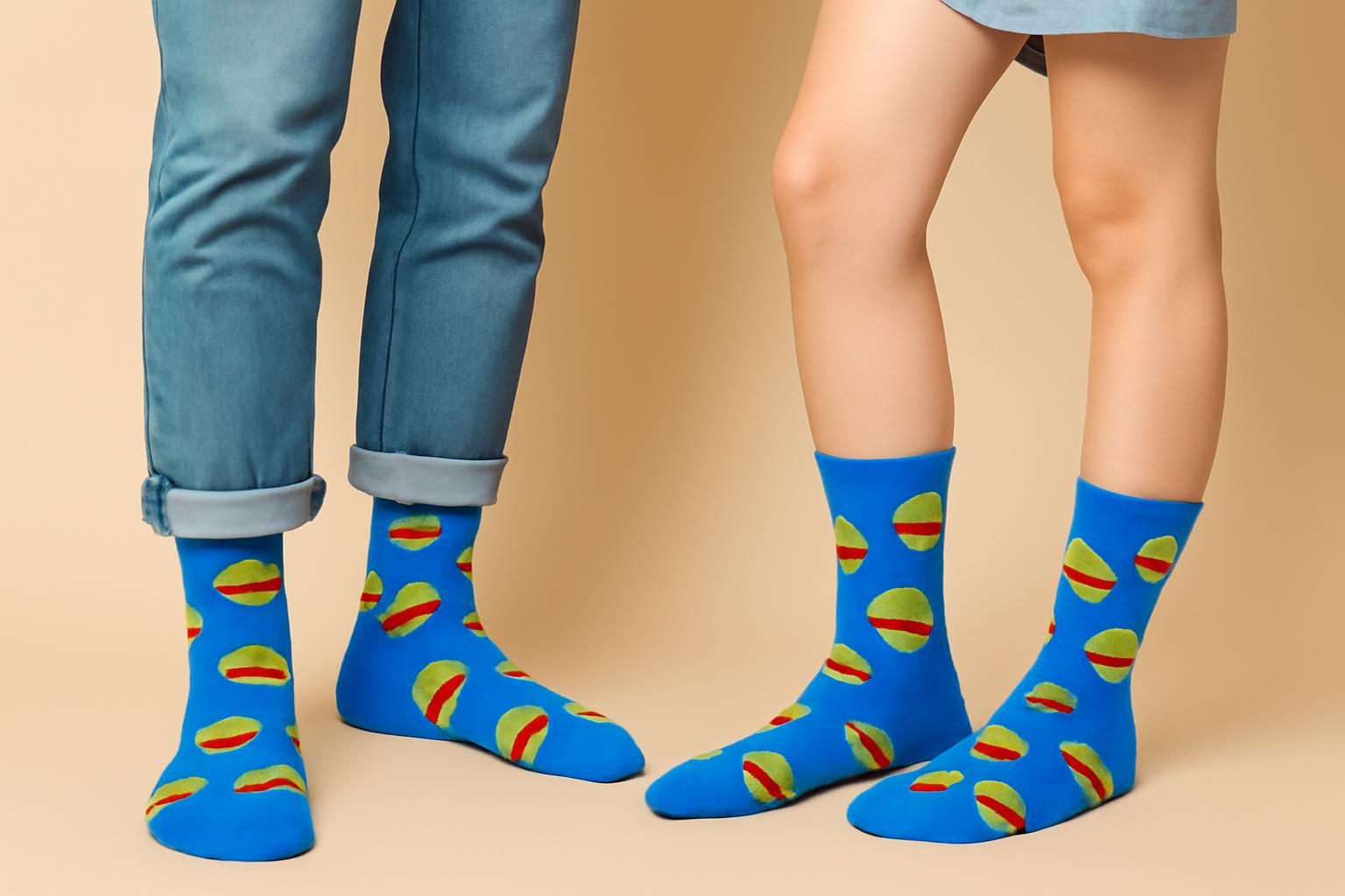 Best Burger and fries print blue socks for travel 2025