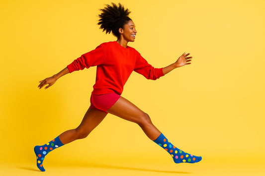 Best Multi color dots print blue socks funny 2025