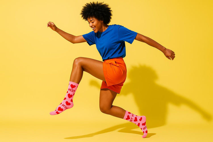 Best Heart print pink socks funny 2025