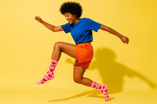 Best Heart print pink socks funny 2025