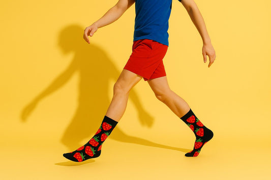 Best Strawberry print black socks funny 2025