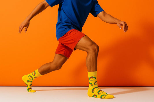 Best Taco print yellow socks funny 2025