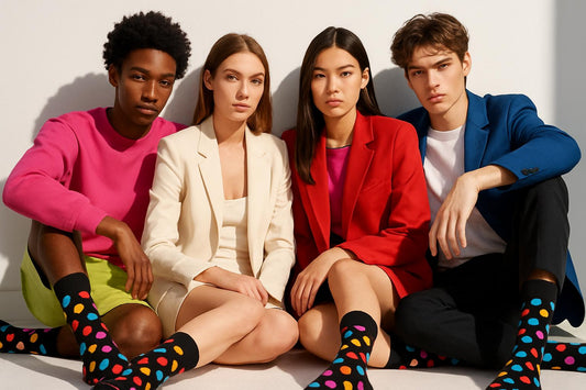 Best Multi color dots print black socks for parties 2025