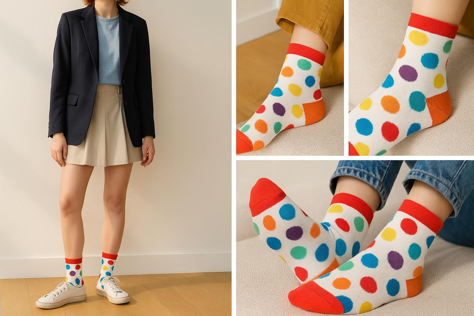 Best Multi color dots print short socks for teens 2025