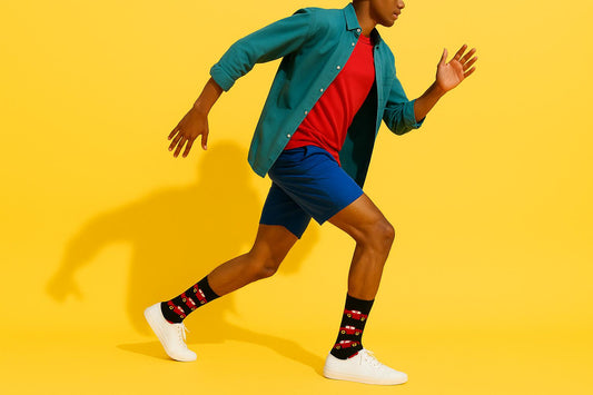 Best Red retro car print black socks for men 2025