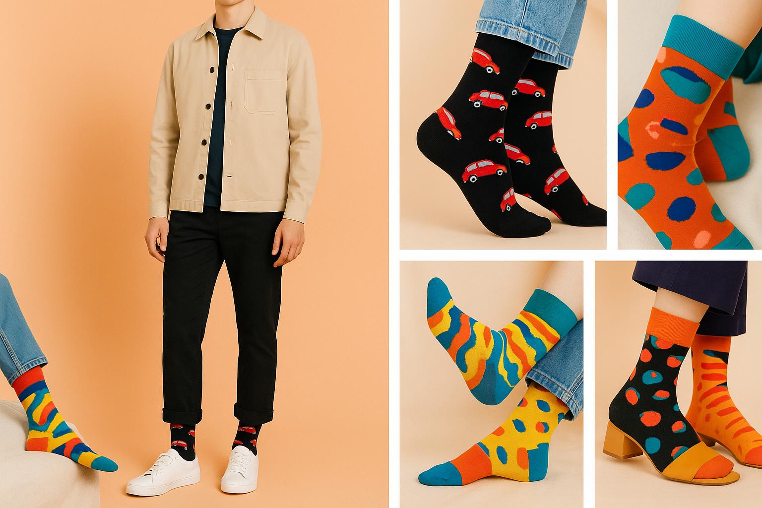 Best Red retro car print black socks for teens 2025