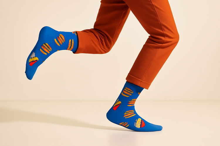 Best Burger and fries print blue socks for gifting 2025