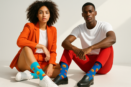Best Burger and fries print blue socks for nurses 2025
