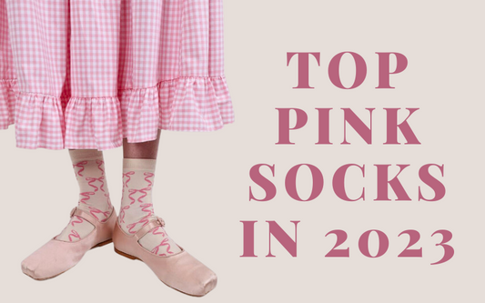 pink socks and socks with pink designs