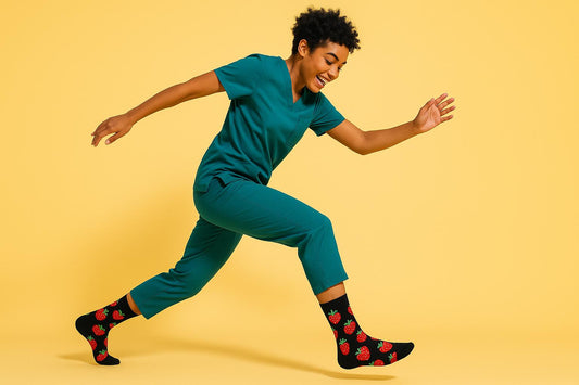 Best Strawberry print black socks for nurses 2025
