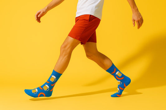 Best Beer and sausage print blue socks funny 2025