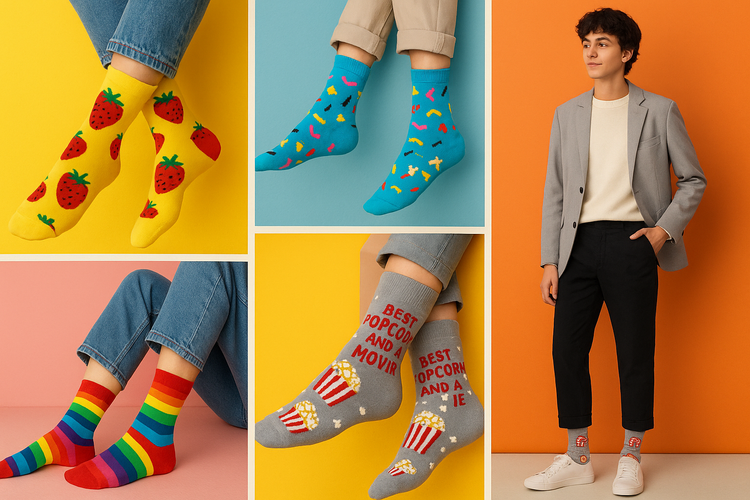 Best Popcorn and a movie print gray socks for teens 2025